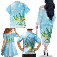 Personalised 2025 Aloha Hawaii Family Matching Off The Shoulder Long Sleeve Dress and Hawaiian Shirt Tropical Flowers And Honu LT05 - Polynesian Pride