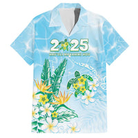 Personalised 2025 Aloha Hawaii Family Matching Off The Shoulder Long Sleeve Dress and Hawaiian Shirt Tropical Flowers And Honu LT05 Dad's Shirt - Short Sleeve Blue - Polynesian Pride