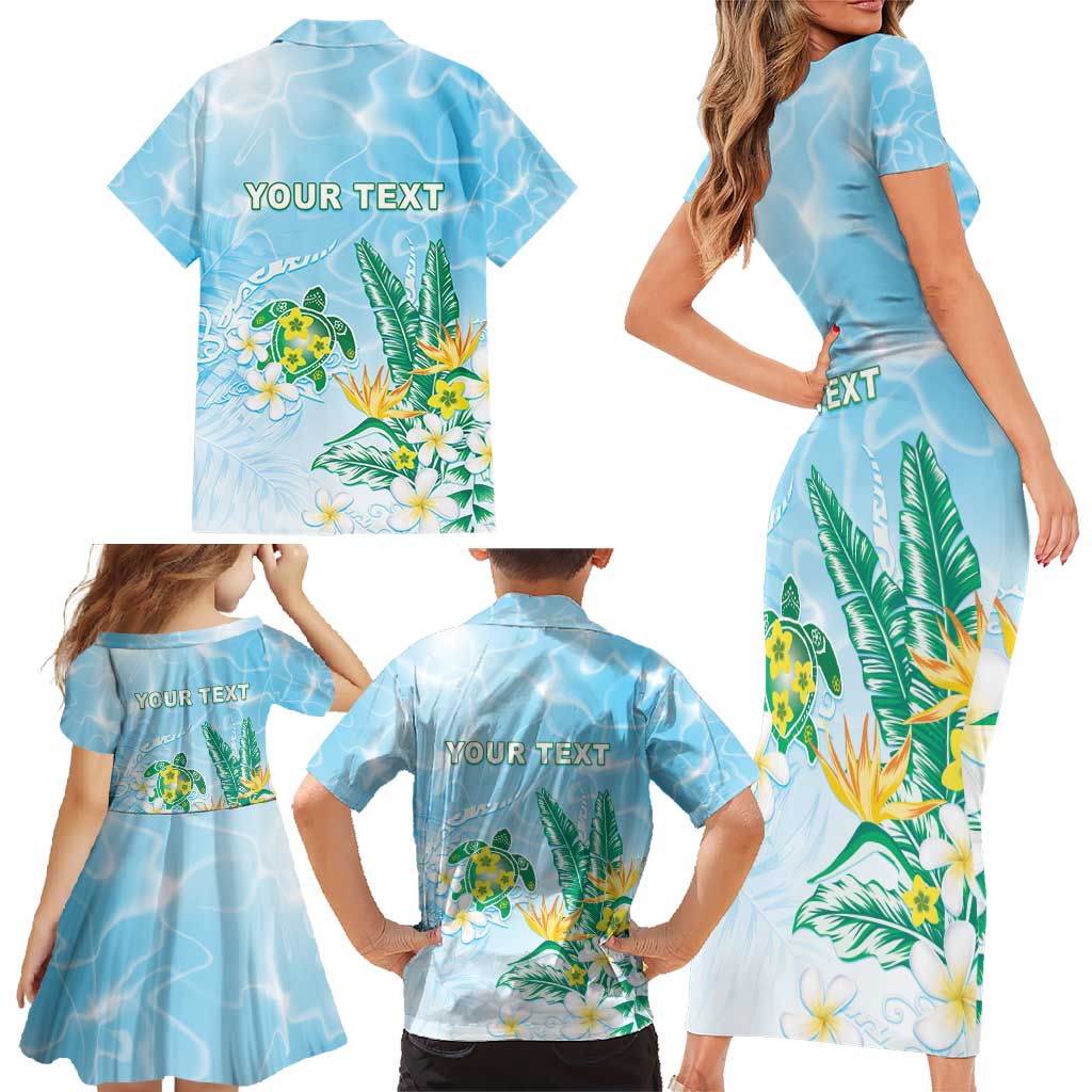 Personalised 2025 Aloha Hawaii Family Matching Short Sleeve Bodycon Dress and Hawaiian Shirt Tropical Flowers And Honu LT05 - Polynesian Pride