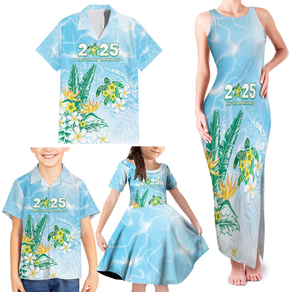 Personalised 2025 Aloha Hawaii Family Matching Tank Maxi Dress and Hawaiian Shirt Tropical Flowers And Honu LT05 - Polynesian Pride