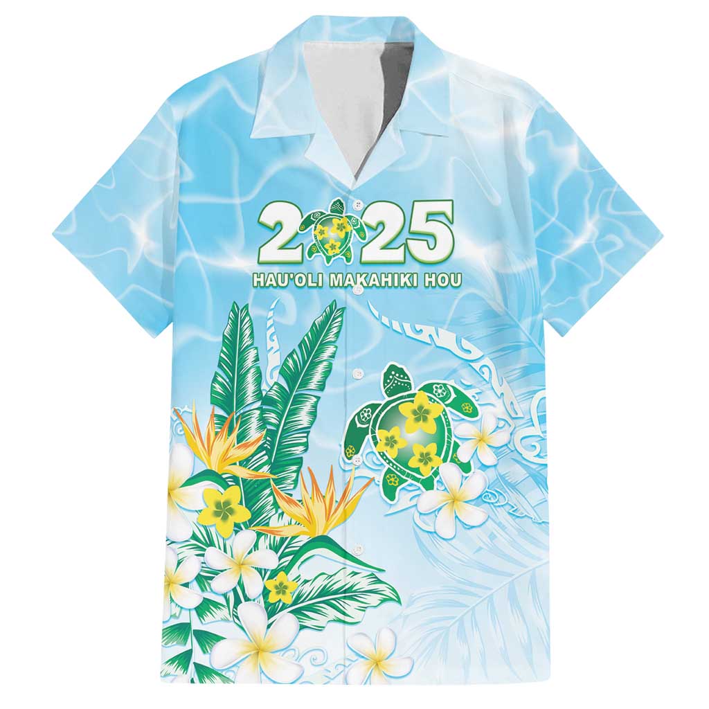 Personalised 2025 Aloha Hawaii Family Matching Tank Maxi Dress and Hawaiian Shirt Tropical Flowers And Honu LT05 Dad's Shirt - Short Sleeve Blue - Polynesian Pride