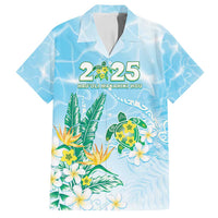 Personalised 2025 Aloha Hawaii Family Matching Tank Maxi Dress and Hawaiian Shirt Tropical Flowers And Honu LT05 Dad's Shirt - Short Sleeve Blue - Polynesian Pride