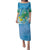 Hawaii Honu Family Matching Puletasi and Hawaiian Shirt Tropical Flowers Blue Gradient