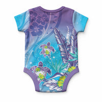 Hawaii Honu Baby Onesie Tropical Flowers Purple Gradient LT05 - Polynesian Pride