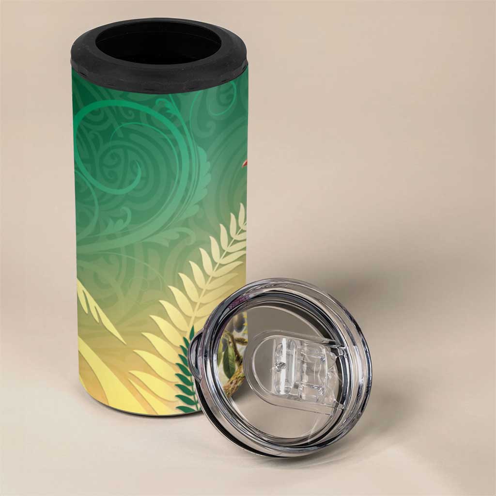 New Zealand Pigeon Kereru 4 in 1 Can Cooler Tumbler Maori Fern Art Green Gradient LT05 - Polynesian Pride