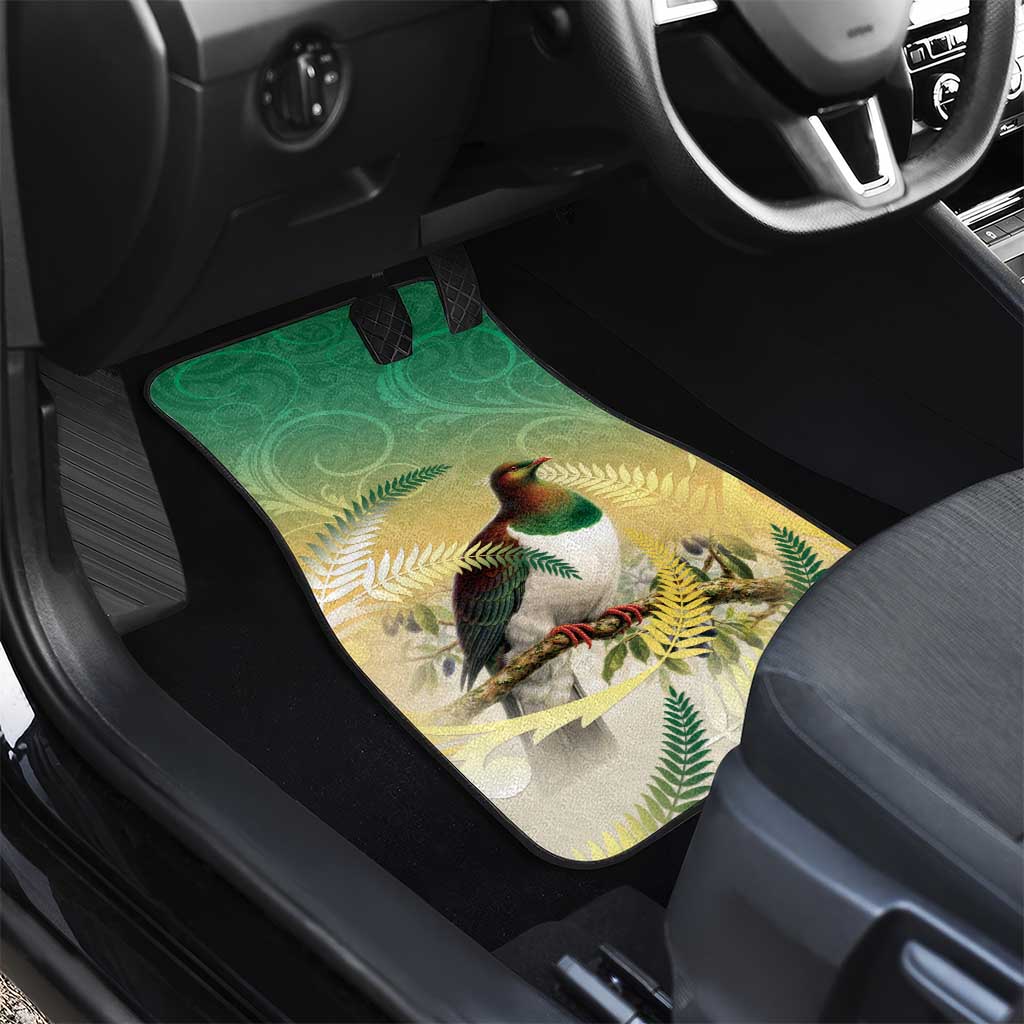 New Zealand Pigeon Kereru Car Mats Maori Fern Art Green Gradient - Polynesian Pride