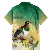 New Zealand Pigeon Kereru Family Matching Puletasi and Hawaiian Shirt Maori Fern Art Green Gradient LT05 - Polynesian Pride