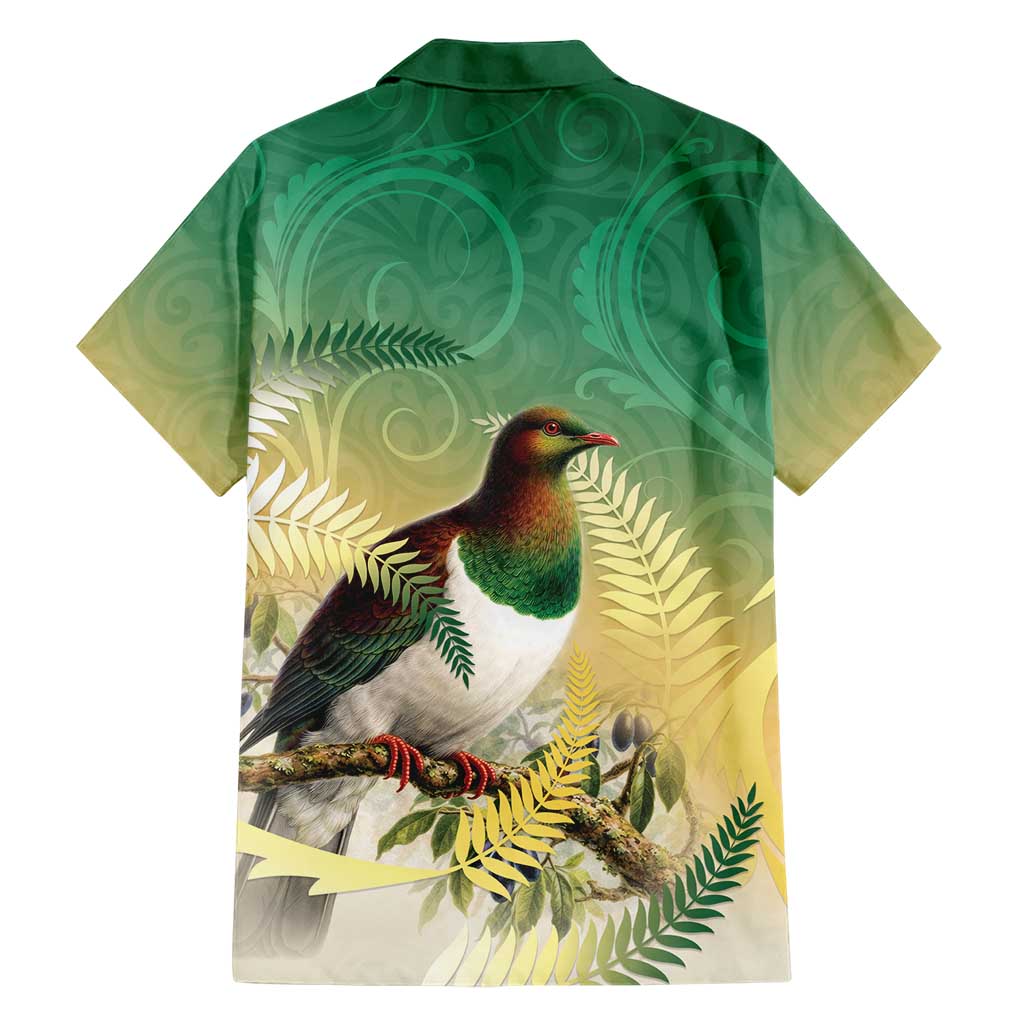 New Zealand Pigeon Kereru Hawaiian Shirt Maori Fern Art Green Gradient LT05 - Polynesian Pride