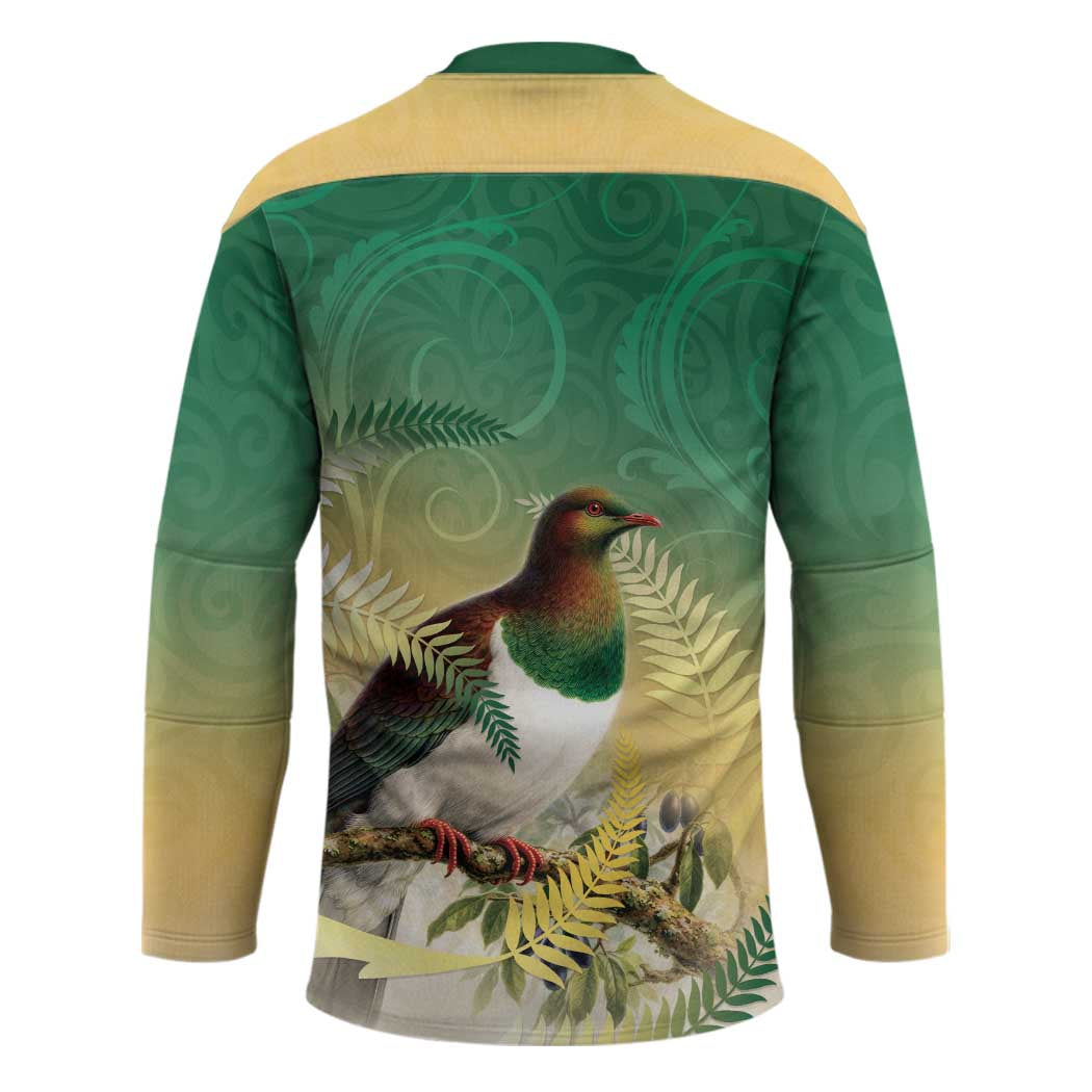 New Zealand Pigeon Kereru Hockey Jersey Maori Fern Art Green Gradient LT05 - Polynesian Pride