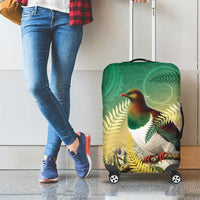 New Zealand Pigeon Kereru Luggage Cover - Maori Fern Art Green Gradient LT05 - Polynesian Pride