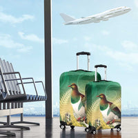 New Zealand Pigeon Kereru Luggage Cover - Maori Fern Art Green Gradient LT05 - Polynesian Pride
