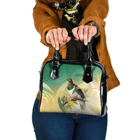 New Zealand Pigeon Kereru Shoulder Handbag Maori Fern Art Green Gradient - Polynesian Pride