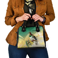 New Zealand Pigeon Kereru Shoulder Handbag Maori Fern Art Green Gradient - Polynesian Pride