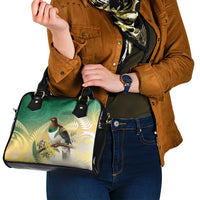 New Zealand Pigeon Kereru Shoulder Handbag Maori Fern Art Green Gradient - Polynesian Pride