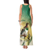 New Zealand Pigeon Kereru Tank Maxi Dress Maori Fern Art Green Gradient LT05 - Polynesian Pride