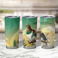 New Zealand Pigeon Kereru Tumbler Cup Maori Fern Art Green Gradient - Polynesian Pride