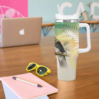 New Zealand Pigeon Kereru Tumbler With Handle Maori Fern Art Green Gradient - Polynesian Pride