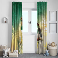 New Zealand Pigeon Kereru Window Curtain Maori Fern Art Green Gradient - Polynesian Pride