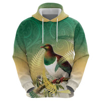 New Zealand Pigeon Kereru Zip Hoodie Maori Fern Art Green Gradient LT05 - Polynesian Pride