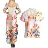 Happy Holi Festival Couples Matching Summer Maxi Dress and Hawaiian Shirt Rangoli With Polynesian Pattern LT05 - Polynesian Pride