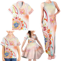 Happy Holi Festival Family Matching Tank Maxi Dress and Hawaiian Shirt Rangoli With Polynesian Pattern LT05 - Polynesian Pride