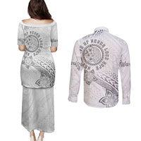 Brain Cancer Warrior Couples Matching Puletasi and Long Sleeve Button Shirt Never Give Up