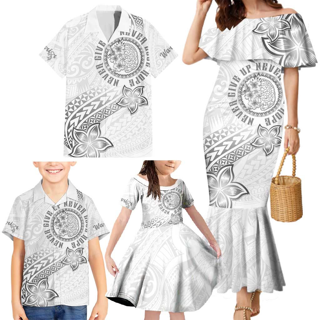Brain Cancer Warrior Family Matching Mermaid Dress and Hawaiian Shirt Never Give Up LT05 - Polynesian Pride