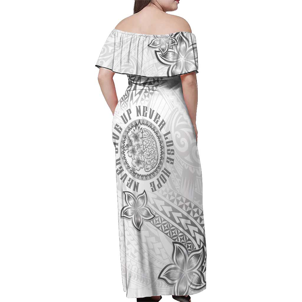 Brain Cancer Warrior Family Matching Off Shoulder Maxi Dress and Hawaiian Shirt Never Give Up LT05 - Polynesian Pride