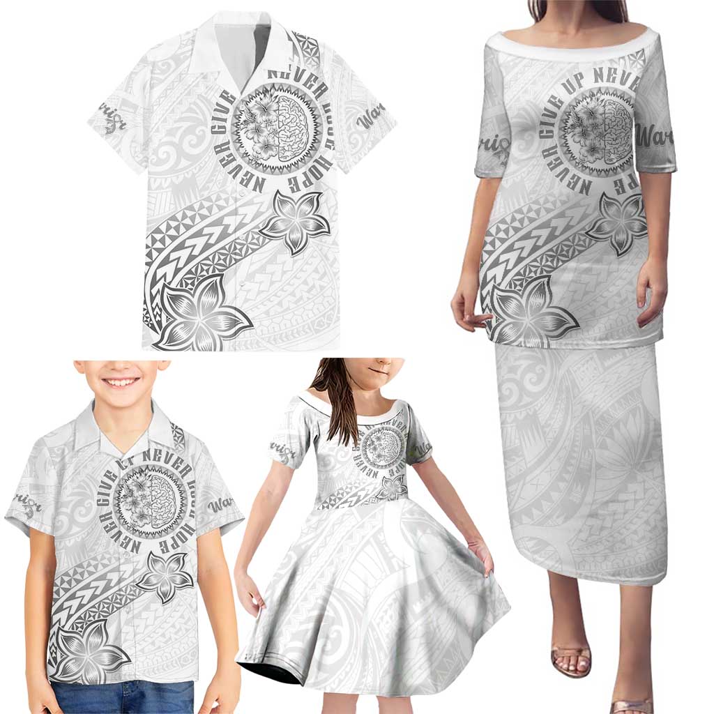 Brain Cancer Warrior Family Matching Puletasi and Hawaiian Shirt Never Give Up LT05 - Polynesian Pride