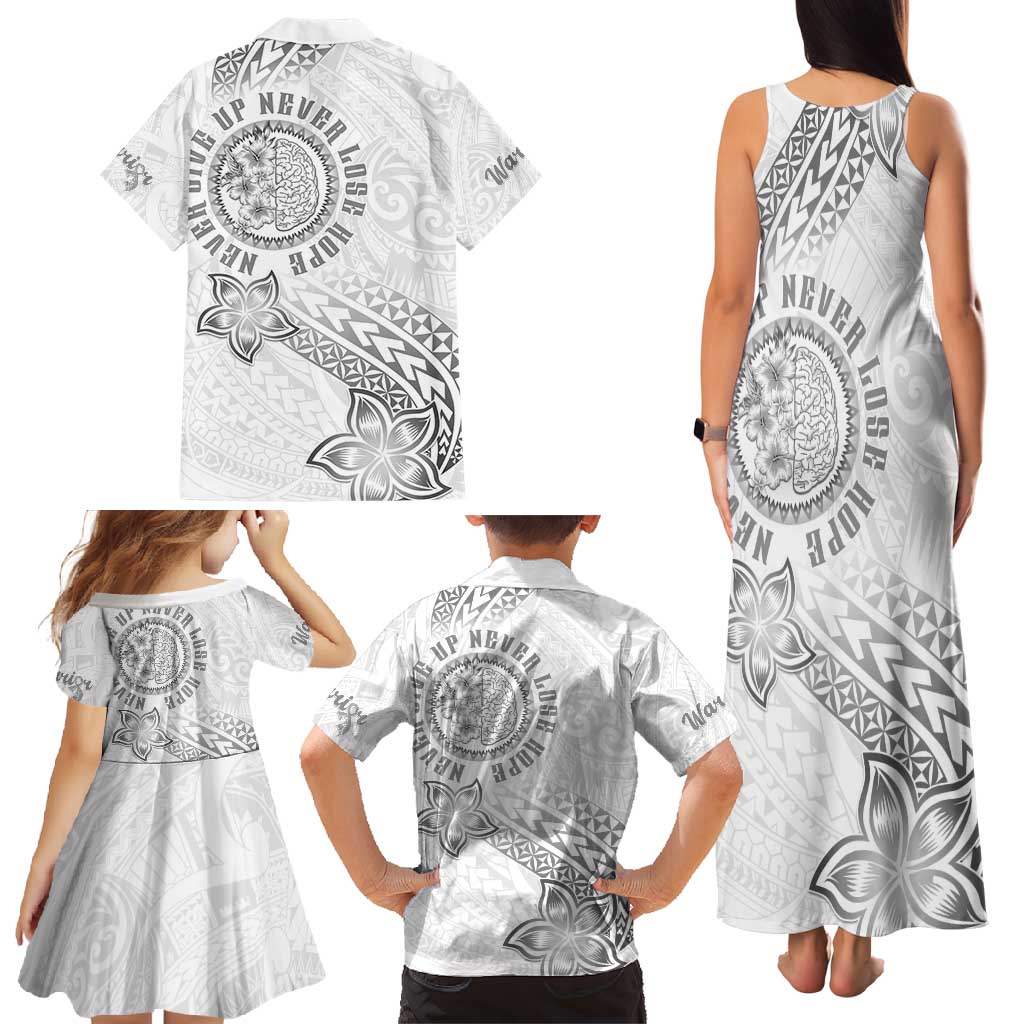 Brain Cancer Warrior Family Matching Tank Maxi Dress and Hawaiian Shirt Never Give Up
