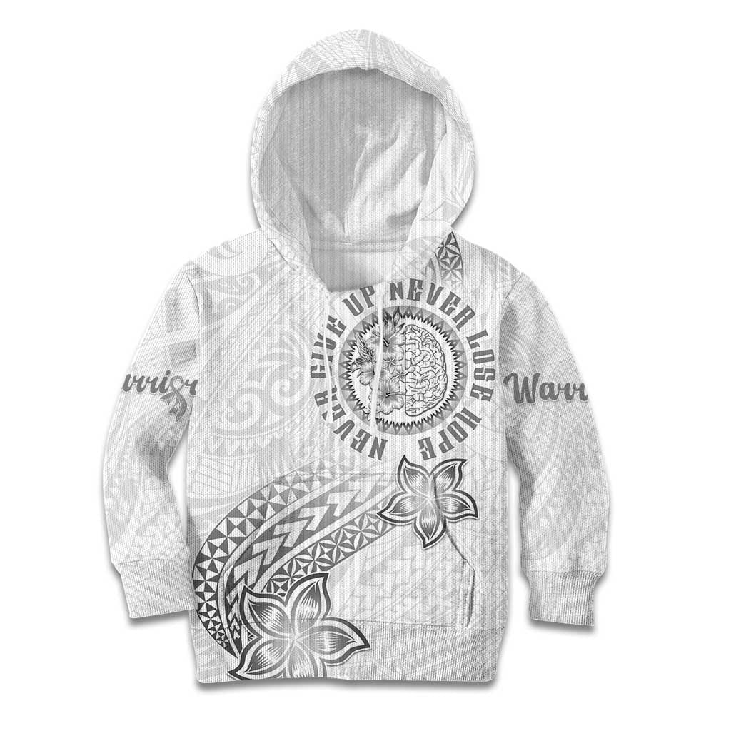 Brain Cancer Warrior Kid Hoodie Never Give Up LT05 Hoodie White - Polynesian Pride