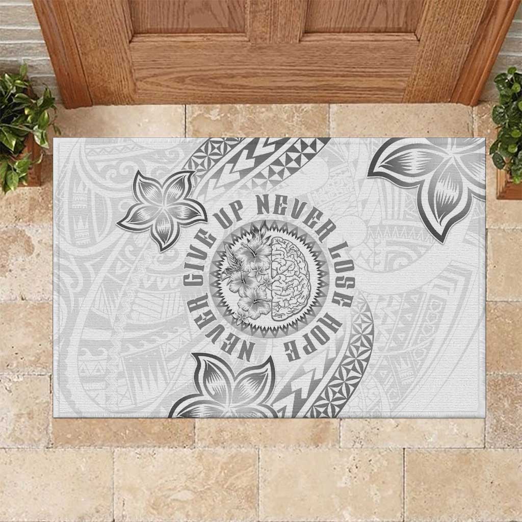 Brain Cancer Warrior Rubber Doormat Never Give Up