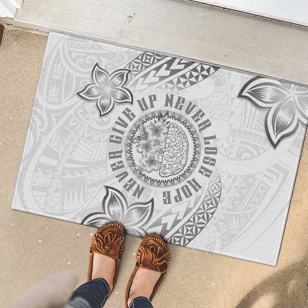 Brain Cancer Warrior Rubber Doormat Never Give Up