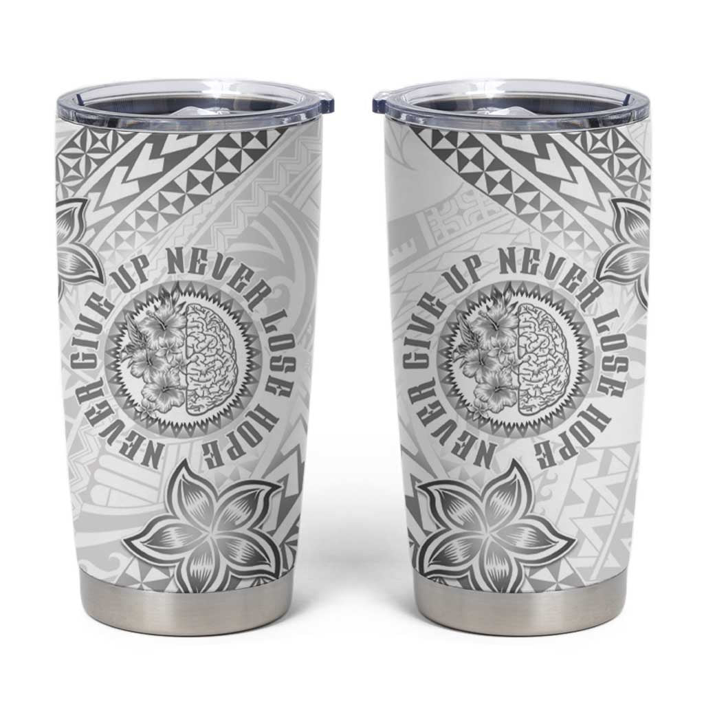 Brain Cancer Warrior Tumbler Cup Never Give Up LT05 White - Polynesian Pride