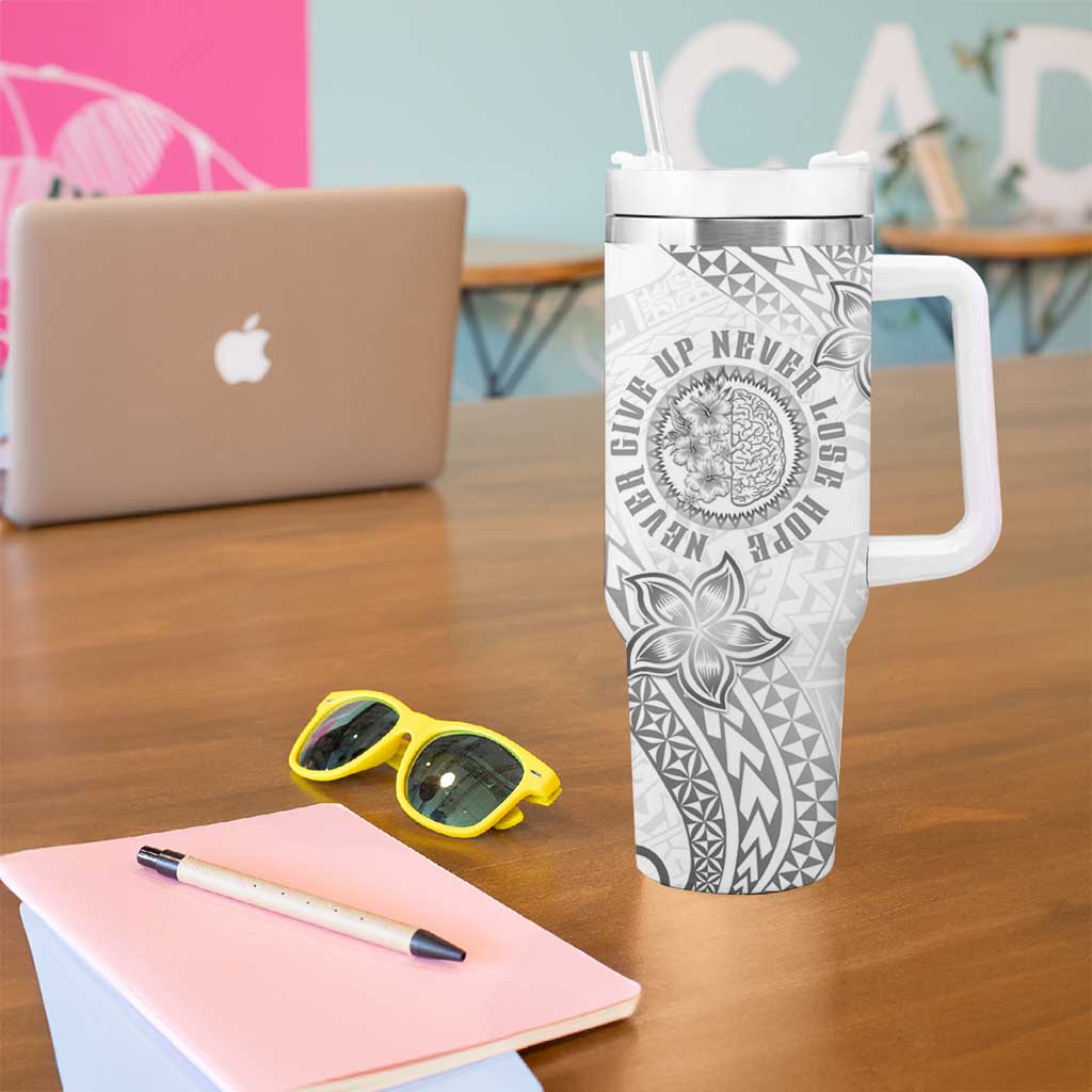 Brain Cancer Warrior Tumbler With Handle Never Give Up