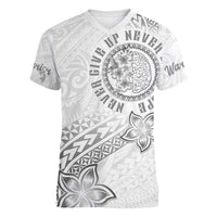 Brain Cancer Warrior Women V-Neck T-Shirt Never Give Up