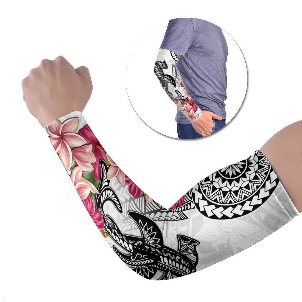 White Polynesian Hammerhead Shark Tribal Pattern Arm Sleeves LT05 Set of 2 White - Polynesian Pride