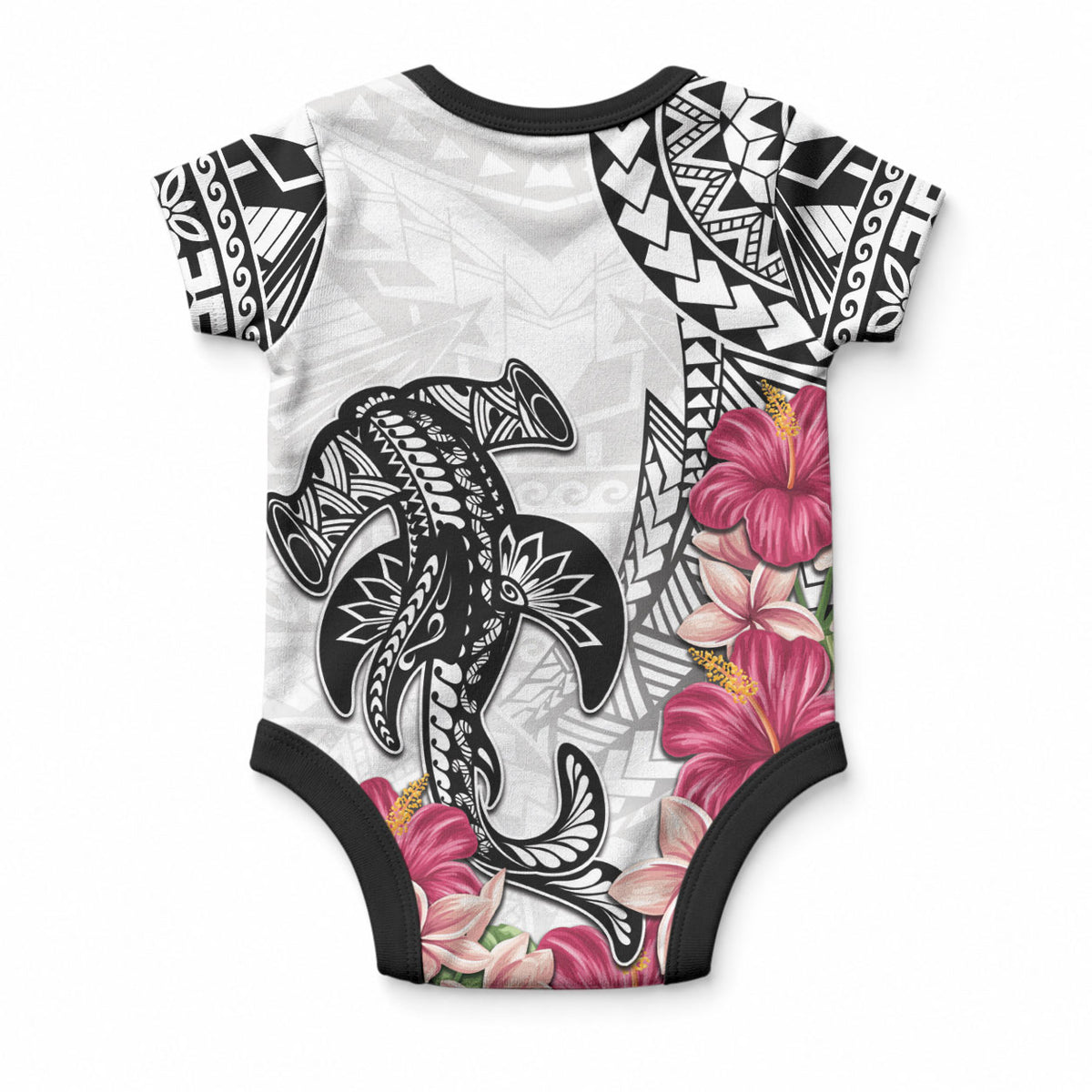 White Polynesian Hammerhead Shark Tribal Pattern Baby Onesie LT05 - Polynesian Pride