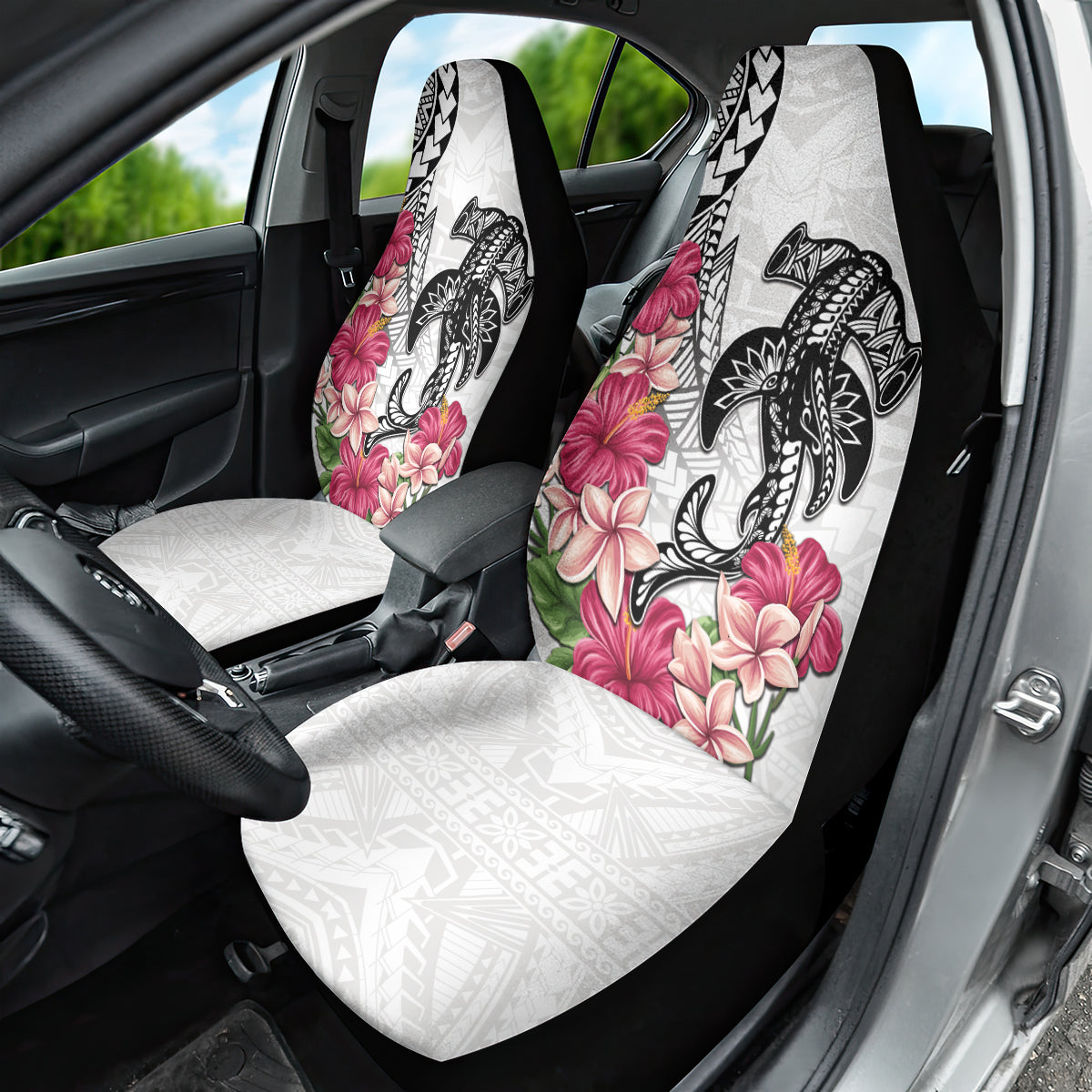 White Polynesian Hammerhead Shark Tribal Pattern Car Seat Cover LT05 - Polynesian Pride