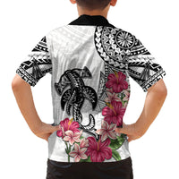 White Polynesian Hammerhead Shark Tribal Pattern Family Matching Summer Maxi Dress and Hawaiian Shirt LT05 - Polynesian Pride