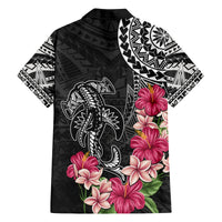 Black Polynesian Hammerhead Shark Tribal Pattern Family Matching Off The Shoulder Long Sleeve Dress and Hawaiian Shirt
