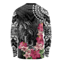 Black Polynesian Hammerhead Shark Tribal Pattern Long Sleeve Shirt LT05 - Polynesian Pride