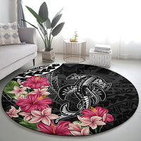 Black Polynesian Hammerhead Shark Tribal Pattern Round Carpet LT05 - Polynesian Pride