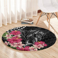 Black Polynesian Hammerhead Shark Tribal Pattern Round Carpet LT05 - Polynesian Pride