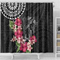 Black Polynesian Hammerhead Shark Tribal Pattern Shower Curtain