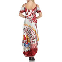 French Polynesia Internal Autonomy Day Summer Maxi Dress Tropical Hibiscus And Turtle Pattern