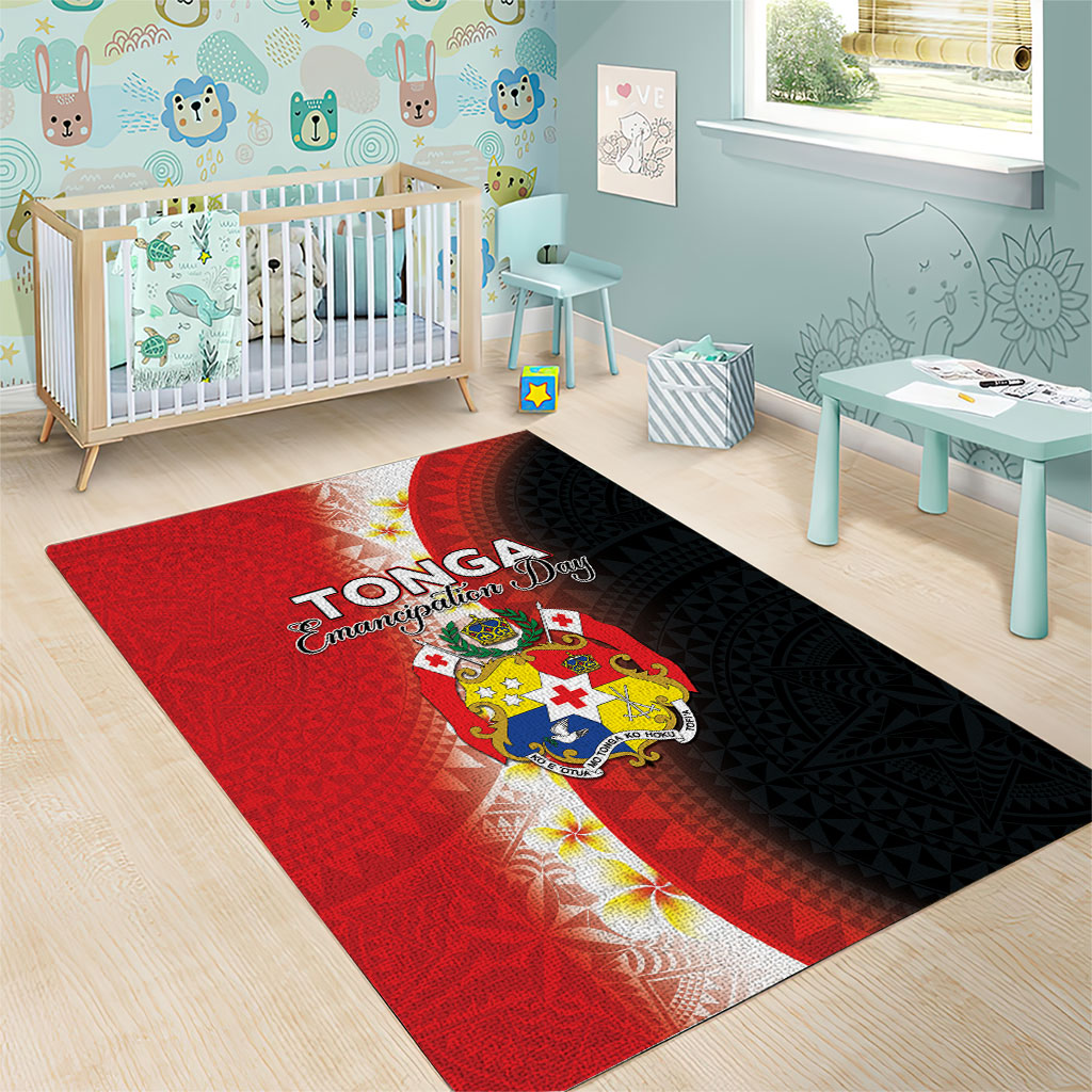 Tonga Emancipation Day Area Rug Tongan Ngatu Pattern With Plumeria
