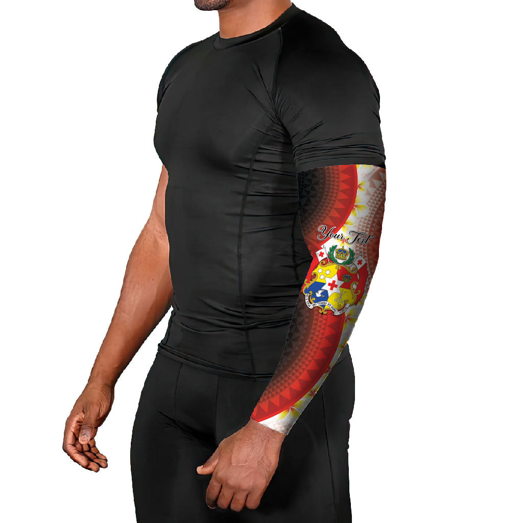 Personalised Tonga Emancipation Day Arm Sleeves Tongan Ngatu Pattern With Plumeria