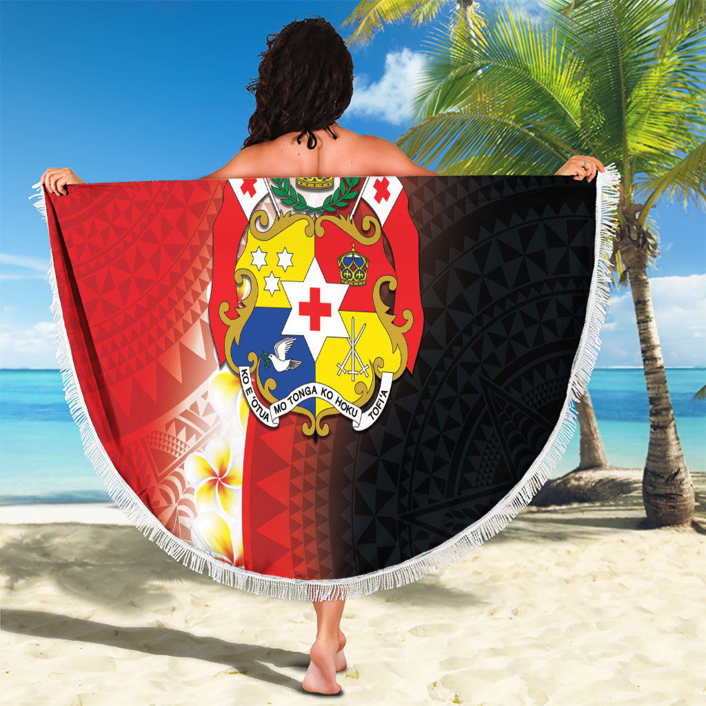 Tonga Emancipation Day Beach Blanket Tongan Ngatu Pattern With Plumeria