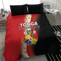 Tonga Emancipation Day Bedding Set Tongan Ngatu Pattern With Plumeria
